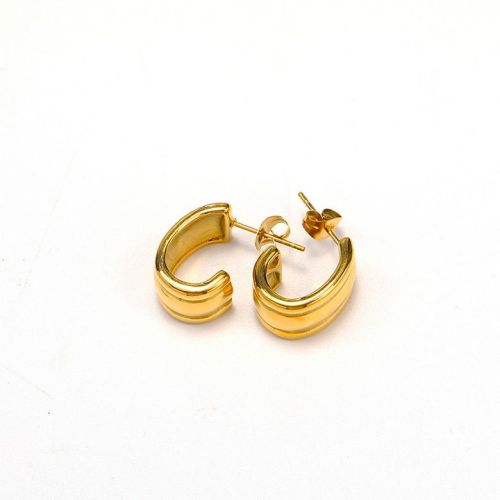 Gold Titanium Steel Hoop Earrings