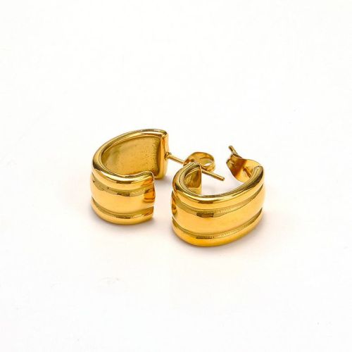 Gold Titanium Steel Hoop Earrings