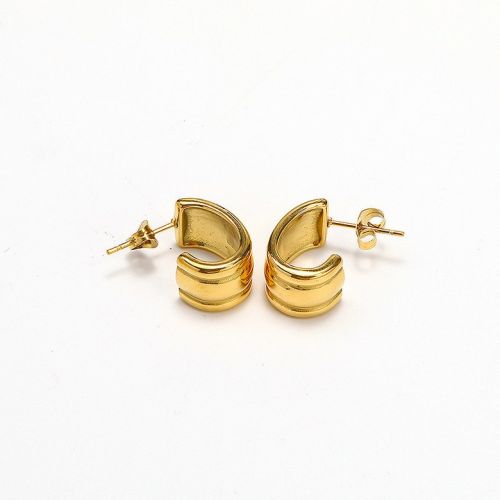 Gold Titanium Steel Hoop Earrings