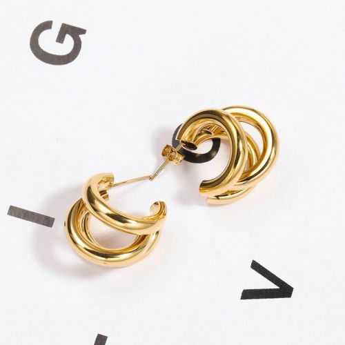 Gold Titanium Steel Smooth Earrings