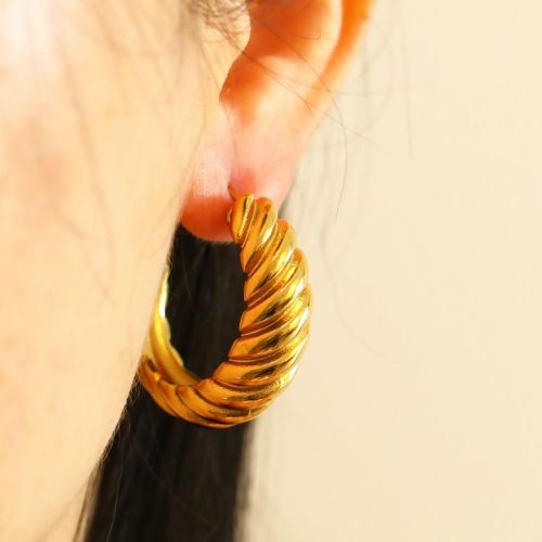 Gold Titanium Steel Hoop Earrings