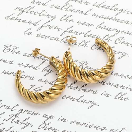 Gold Titanium Steel Hoop Earrings