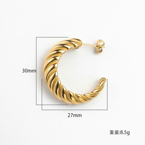 Gold Titanium Steel Hoop Earrings