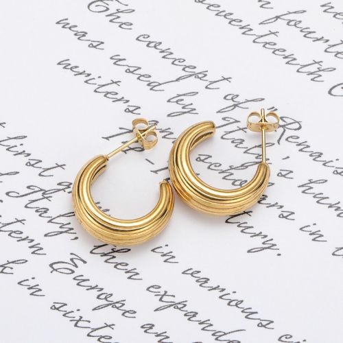 Gold Titanium Steel Hoop Earrings