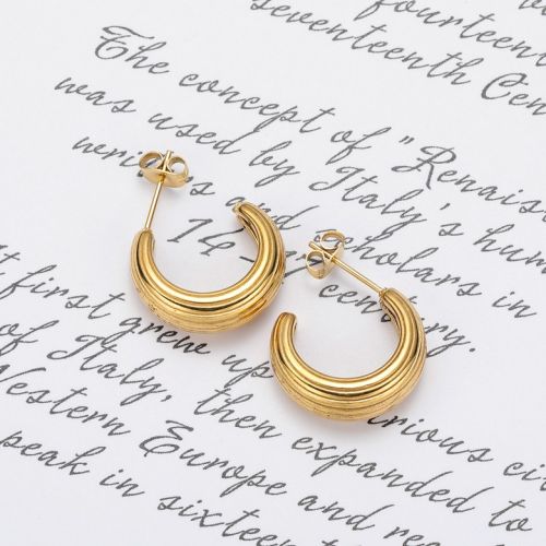 Gold Titanium Steel Hoop Earrings