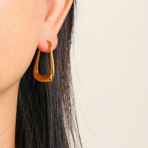 Gold Titanium Steel Hoop Earrings