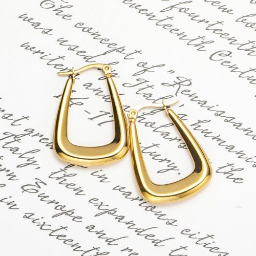 Gold Titanium Steel Hoop Earrings