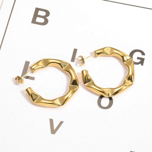 Gold Titanium Steel Hoop Earrings