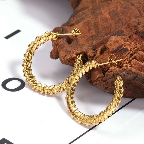 Gold Titanium Steel Hoop Earrings