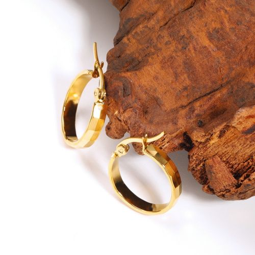 Gold Titanium Steel Hoop Earrings