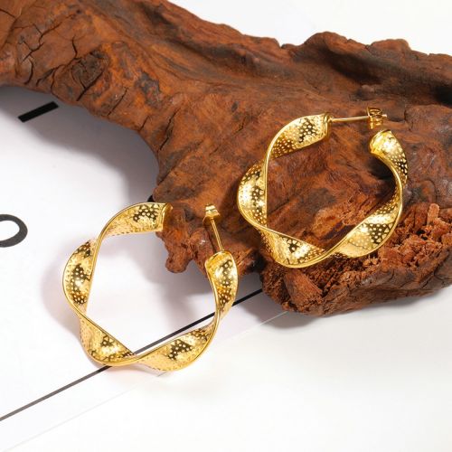 Gold Titanium Steel Hoop Earrings