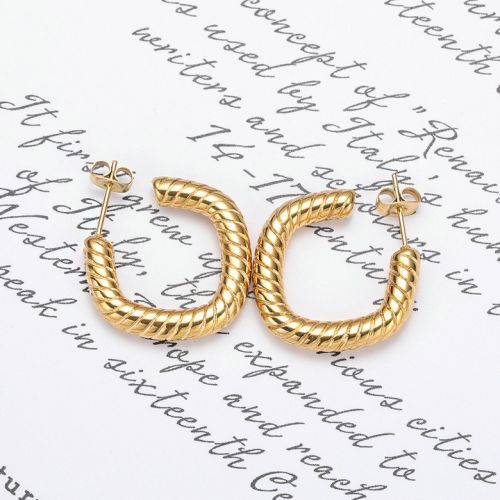 Gold Titanium Steel Hoop Earrings