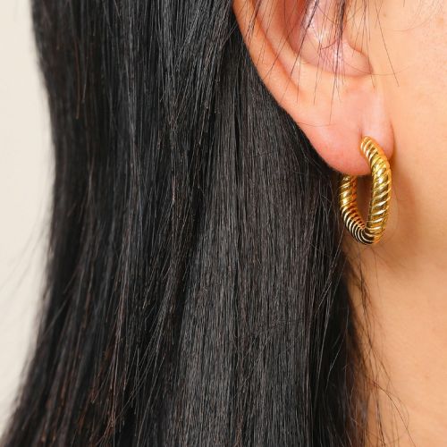 Gold Titanium Steel Hoop Earrings