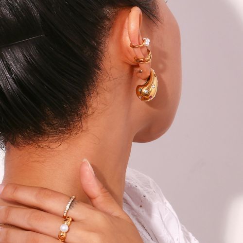 Gold 316L Steel Zircon Earrings