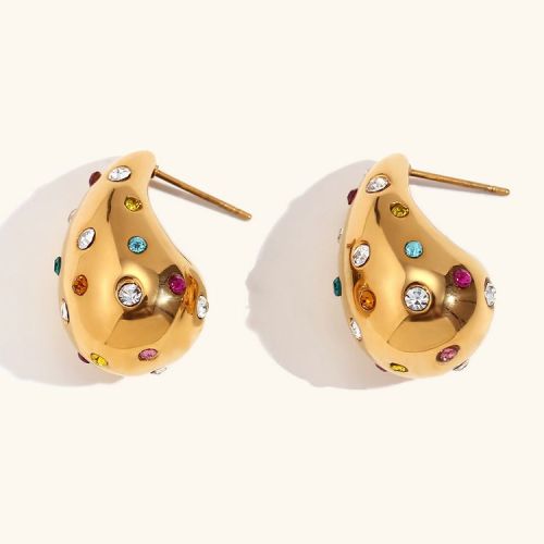 Gold 316L Steel Zircon Earrings