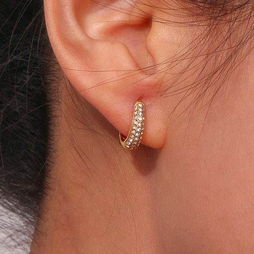 Gold 316L Steel Zircon Earrings