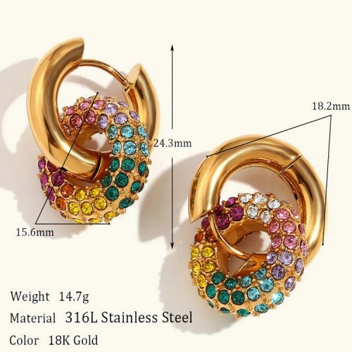 Gold 316L Steel Zircon Earrings