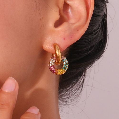 Gold 316L Steel Zircon Earrings