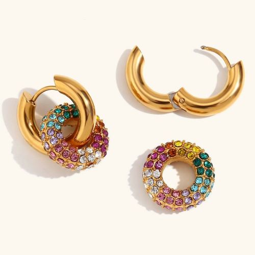 Gold 316L Steel Zircon Earrings