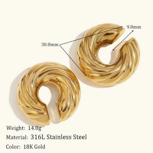 Gold 316L Steel Ear cuff Earrings