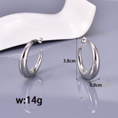 Silver Titanium Steel Hoop Earrings