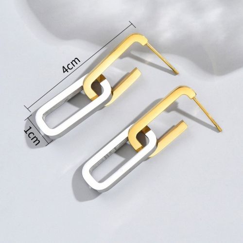 Gold and Silver Titanium Steel Long Earrings