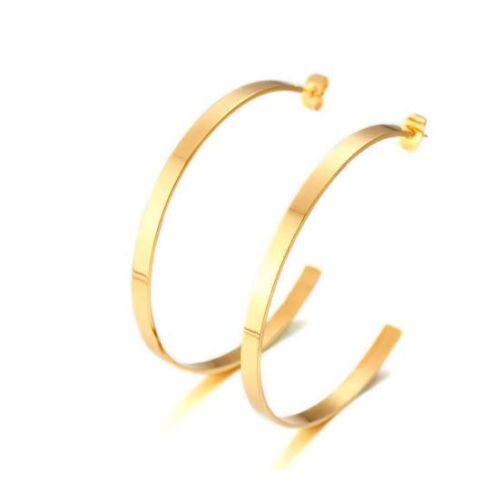 Gold Titanium Steel Hoop Earrings