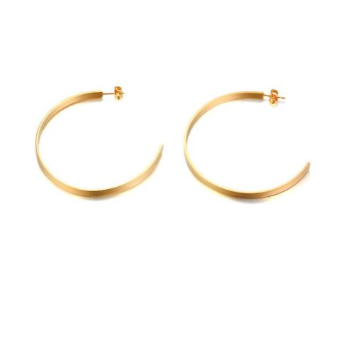 Gold Titanium Steel Hoop Earrings