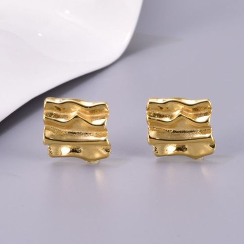 Gold Titanium Steel Texture Earrings