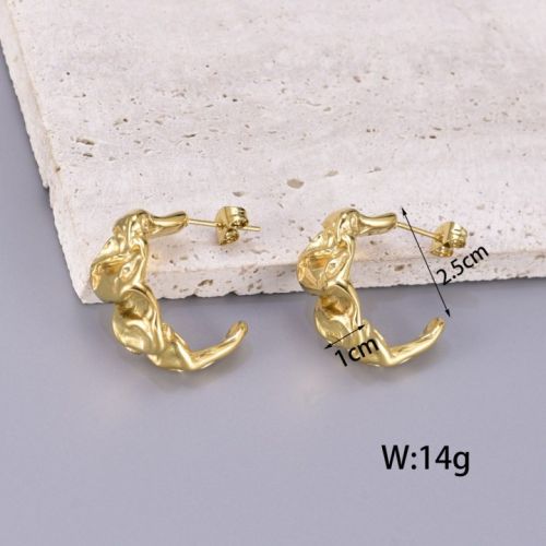 Gold Titanium Steel Texture Earrings