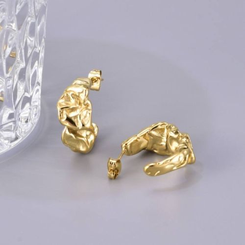 Gold Titanium Steel Texture Earrings