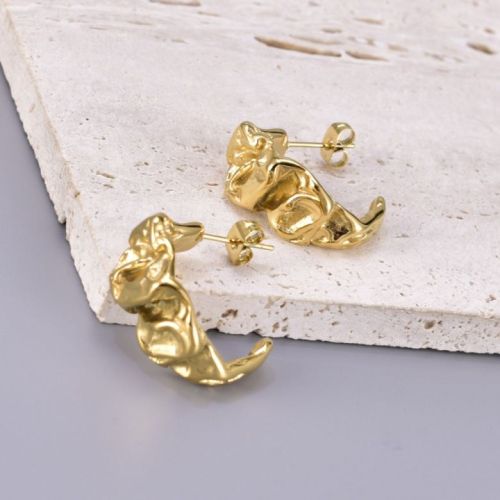 Gold Titanium Steel Texture Earrings