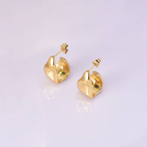 Gold Titanium Steel Smooth Earrings