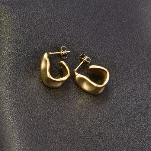 Gold Titanium Steel Smooth Earrings