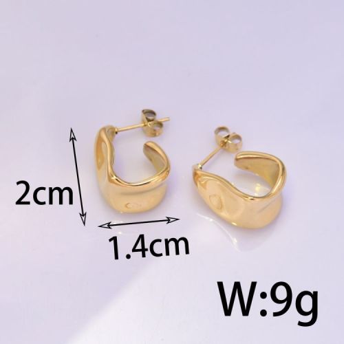 Gold Titanium Steel Smooth Earrings