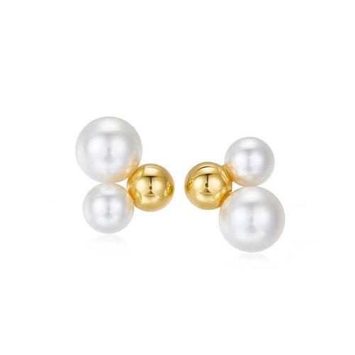 Gold Titanium Steel Pearls Earrings