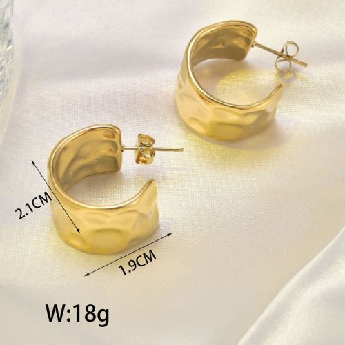 Gold Titanium Steel Texture Earrings