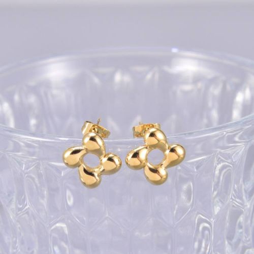 Gold Titanium Steel Geometric Earrings