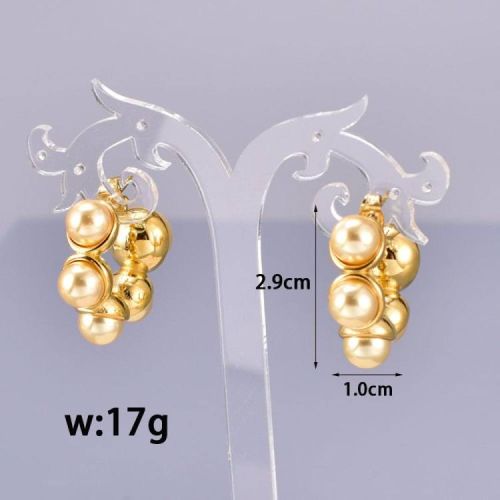 Gold Titanium Steel Pearls Earrings