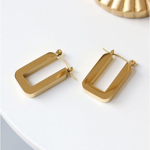 Gold Titanium Steel Hoop Earrings