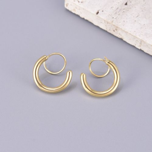 Gold Titanium Steel Geometric Earrings