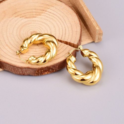 Gold Titanium Steel Hoop Earrings