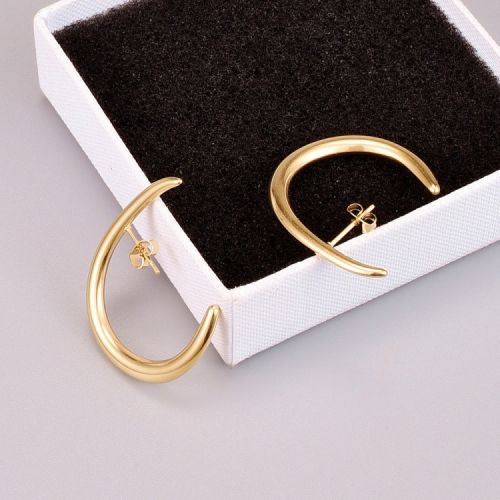 Gold Titanium Steel Smooth Earrings