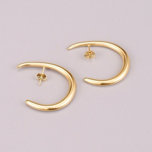 Gold Titanium Steel Smooth Earrings