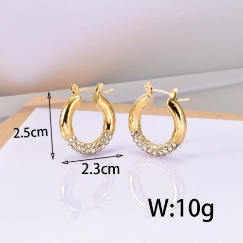 Gold Titanium Steel Zircon Earrings