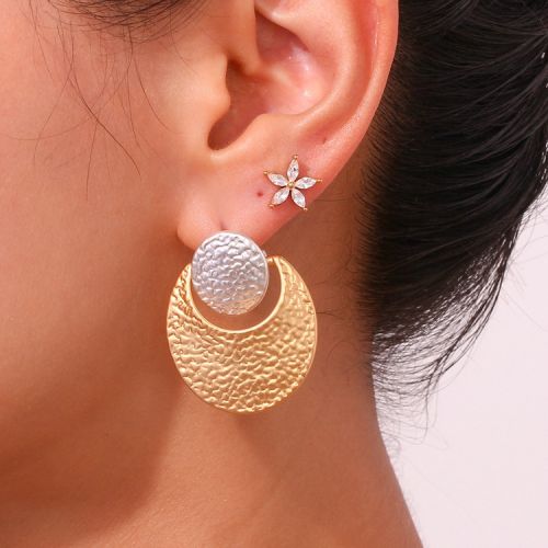 Gold and Silver 316L Steel Texture Earrings