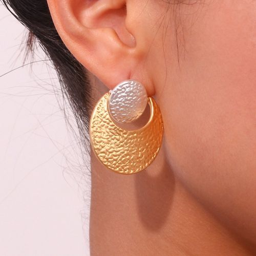 Gold and Silver 316L Steel Texture Earrings