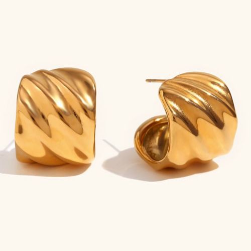 Gold 316L Steel Smooth Earrings