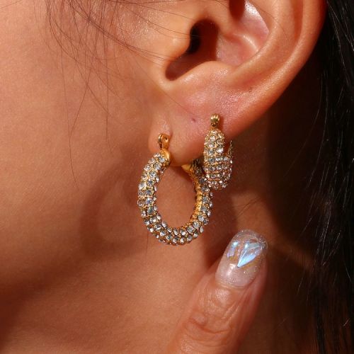 Gold 316L Steel and Zircon Hoop Earrings