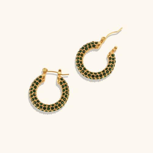 Gold 316L Steel and Zircon Hoop Earrings